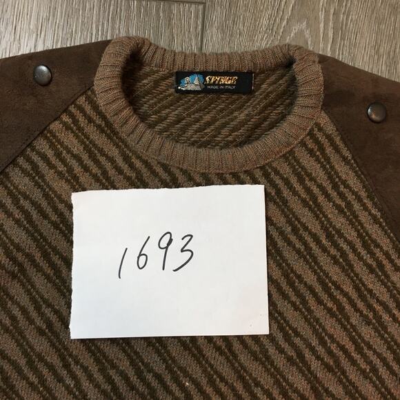Vintage SFINGE Made in Italy Brown Pattern Alpaca Wool Blend Sweater Grandpa - Picture 10 of 10